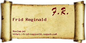 Frid Reginald névjegykártya